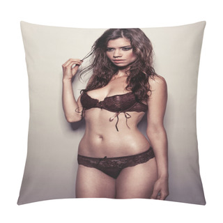 Personality  Fashion Model In Black Lingerie Pillow Covers