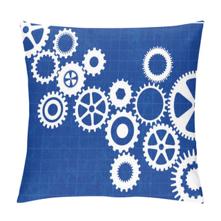Personality  Blueprint Background With Cogs Pillow Covers
