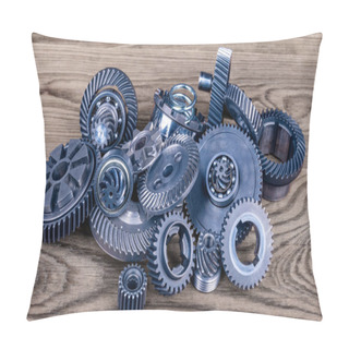 Personality  Heap Of Different Gears On Wood Pillow Covers
