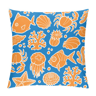 Personality  Seamless Vector Pattern Marine Animals And Plants Pillow Covers