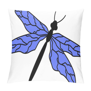 Personality  Blue Dragonfly. Flying Dragonfly Vector Illustration Isolated On White Background Pillow Covers