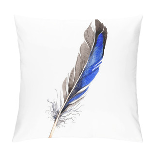 Personality  Bird Feather From Wing Isolated On White. Watercolor Background Illustration Element. Pillow Covers