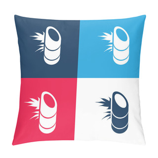 Personality  Bamboo Plant From Japan Blue And Red Four Color Minimal Icon Set Pillow Covers