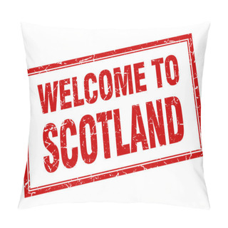 Personality  Scotland Red Square Grunge Welcome Isolated Stamp Pillow Covers
