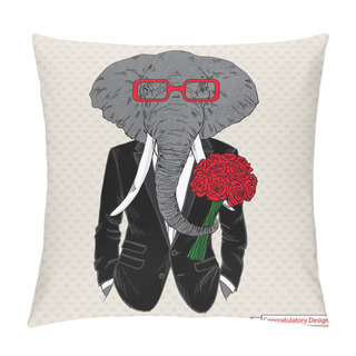Personality  Elephant Dressed Up In Tuxedo Pillow Covers