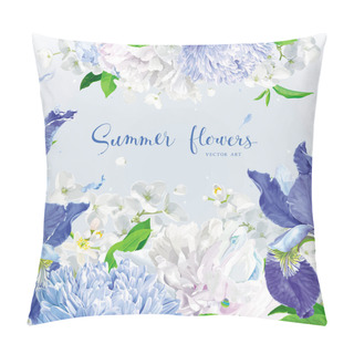 Personality  Blue Summer Flowers Background Pillow Covers