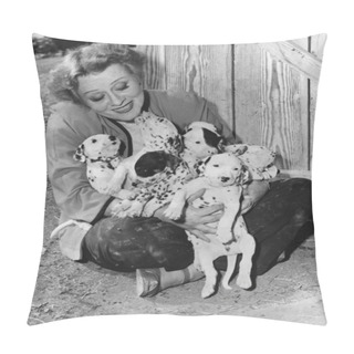 Personality  Woman With Puppies Pillow Covers
