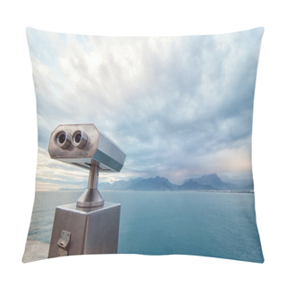 Personality  Binocular Viewer Next To The Waterside Promenade Pillow Covers
