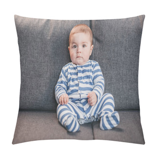 Personality  Baby Boy Sitting On Sofa Pillow Covers
