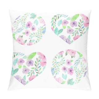 Personality  Floral Watercolor Hearts And Circles Pillow Covers
