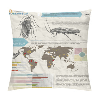 Personality  Eco Info Graphic Vector With Map Of World Pillow Covers