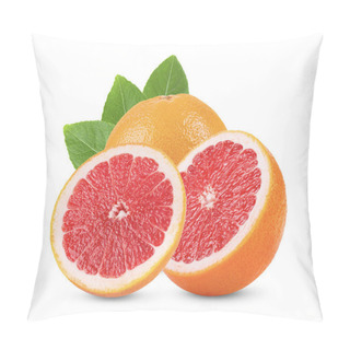 Personality  Pink Orange Or Grapefruit With Slice Isolated On White Background  Pillow Covers