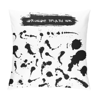 Personality  Vector Set Of Ink Splashes Blots Splatter Collection Grunge Design Element And Art Messy Backdrop Color Dirty Liquid Shape Spatter Black White Silhouette Illustration Pillow Covers