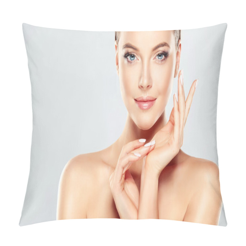 Personality  Woman With Clean Fresh Skin Pillow Covers