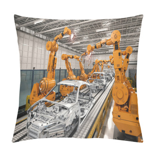 Personality  Robot Assembly Line In Car Factory Pillow Covers