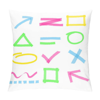 Personality  Vector Illustration Of Highlighter Marker Design Elements. Colorful And Bright Set Of Highlighter Marks, Stripes, Strokes, Shaded Speech Bubbles And Arrows On White Background. Pillow Covers