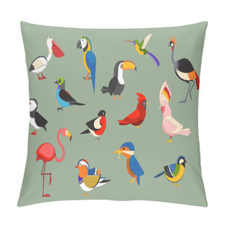 Personality  Birds Icons Set Pillow Covers