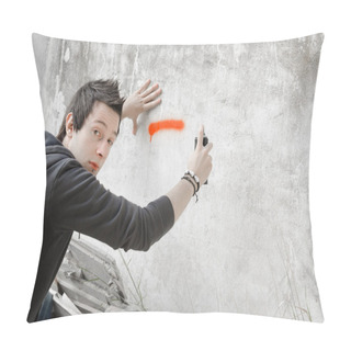 Personality  Graffiti Artist Surprised In Action Pillow Covers