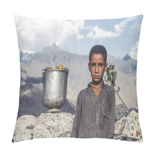 Personality  Portrait Of Unknown Working Boy In Gilgit, Pillow Covers