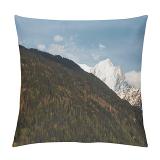 Personality  Beautiful Green Vegetation And Snow-capped Peaks In Scenic Mountains, Mont Blanc, Alps Pillow Covers