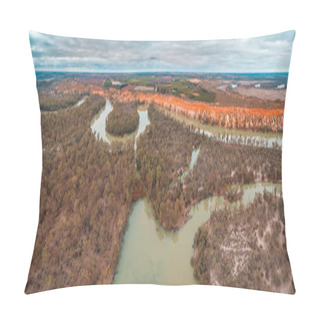 Personality  Wide Aerial Panorama Of Murray River In Riverland Region Of South Australia Pillow Covers
