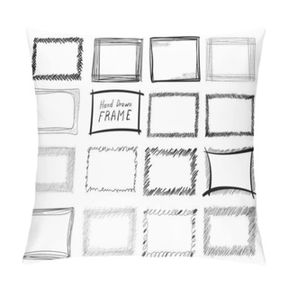 Personality  Sketch Hatched Frames. Scribble Texture Background, Pencil Thick Line Hatching Pattern, Freehand Ink Hatchings, Scribble Rectangles Vector Illustration, Vintage Hand Drawn Imitation Pillow Covers