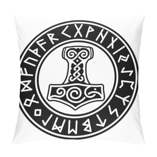 Personality  Mjollnir And Runic Futhark. Mythology Pillow Covers