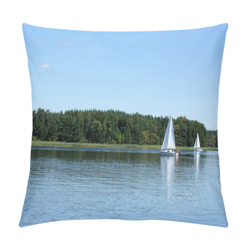 Personality  sailboat boat floats on the lake and blue sky sail pillow covers
