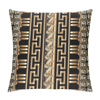 Personality  3d Striped Greek Vector Seamless Borders Pattern. Pillow Covers