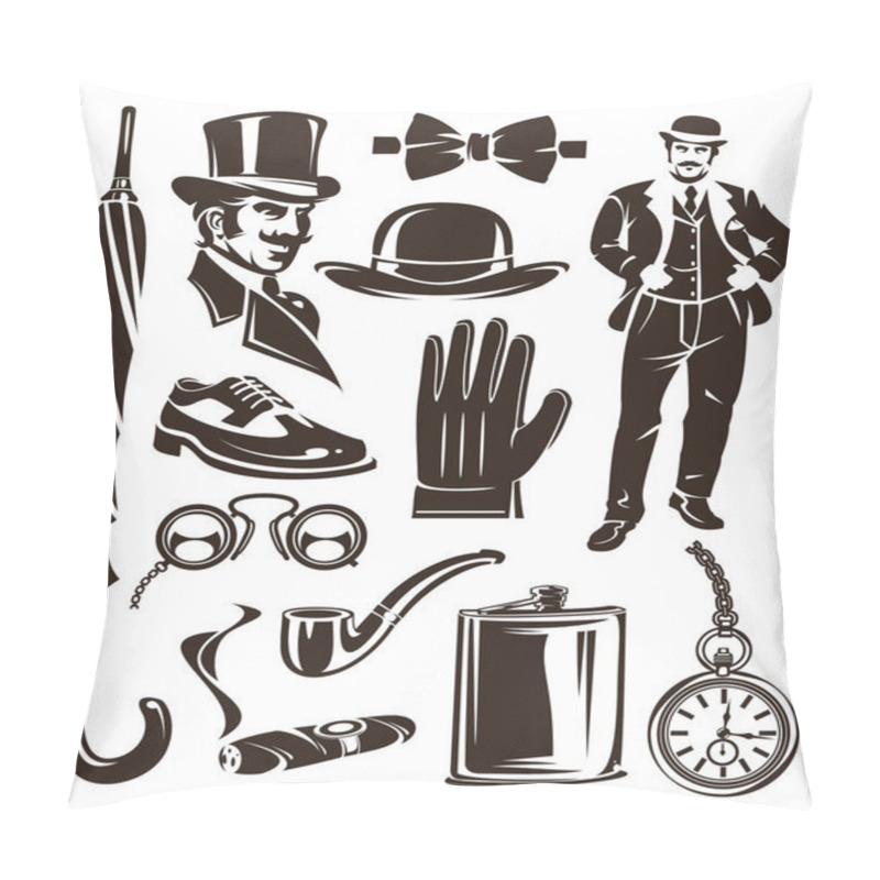 Personality  Set of vintage gentleman emblems, labels. pillow covers