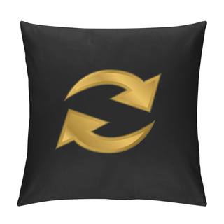 Personality  Actualize Arrows Couple In Circle Gold Plated Metalic Icon Or Logo Vector Pillow Covers