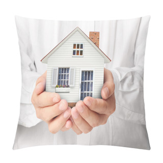 Personality  Holding House Representing Home Ownership Pillow Covers