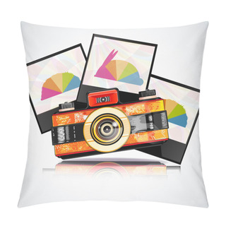 Personality  Retro Camera With Photos Pillow Covers