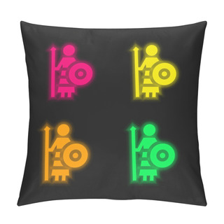 Personality  Athena Four Color Glowing Neon Vector Icon Pillow Covers