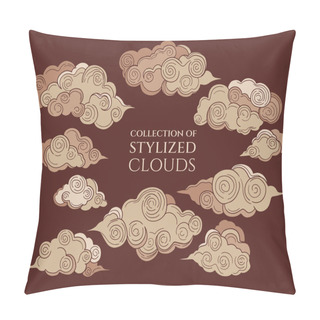 Personality   Collection Of Stylized Colored Clouds Pillow Covers