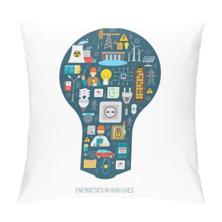 Personality  Energy Production Consumption Concept Bulb Poster Pillow Covers