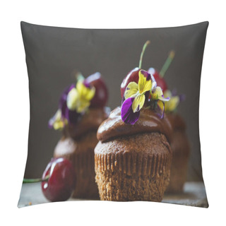 Personality  Cherry Cupcakes With Flowers     Pillow Covers
