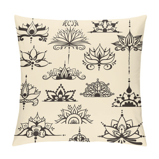 Personality  Fifteen Freehand Drawings Of Lotus Flowers In East Style Pillow Covers