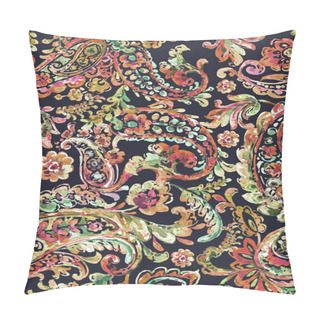 Personality  Seamless Hand Painted Watercolour  Multicolor Paisley Pattern Pillow Covers