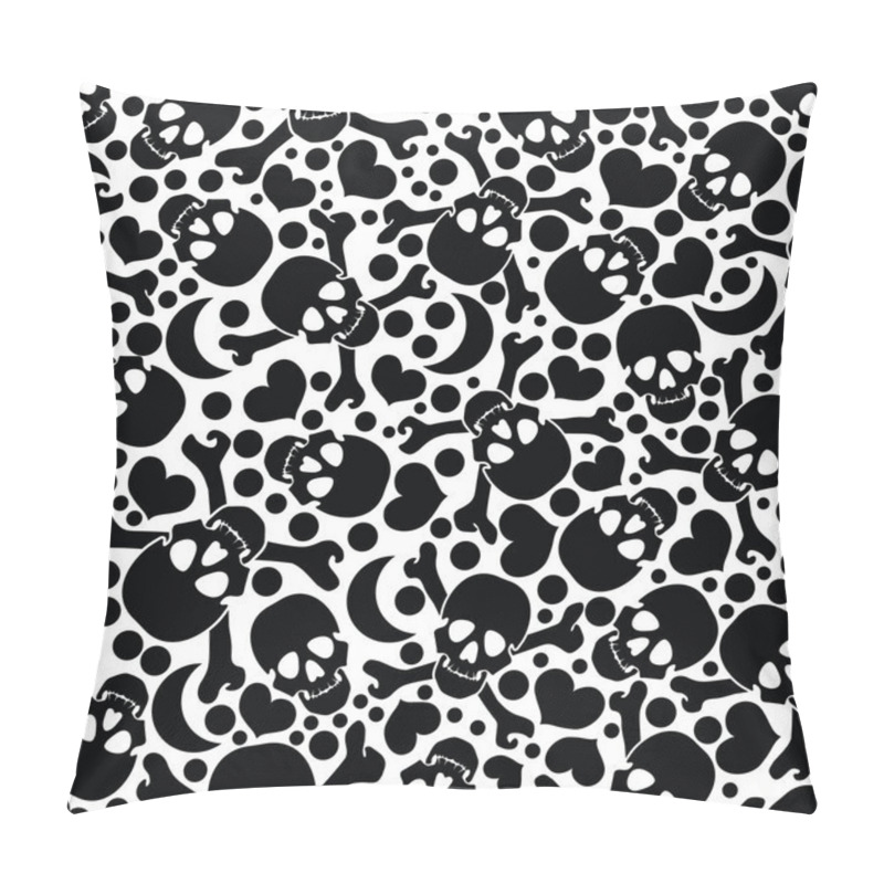 Personality  Black skulls on white background - seamless pattern pillow covers