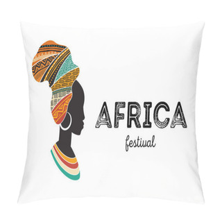Personality  African Woman Silhouette With An African Map As A Head Wrap. Concept Design And Illustration Pillow Covers
