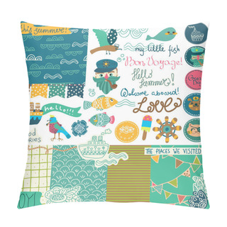 Personality  Sea Vacation Scrapbooking Collection Pillow Covers
