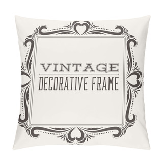 Personality  Square Vector Vintage Border Frame With Retro Ornament Pattern Pillow Covers