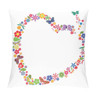Personality  Holiday Heart With Flowers And Butterflies Pillow Covers