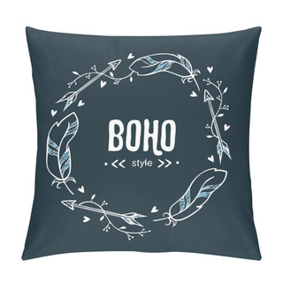 Personality Vector Boho Feathers And Arrows Frame Pillow Covers