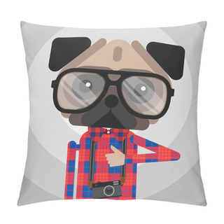Personality  Cute Fashion Hipster Pug Dog Pet Pillow Covers