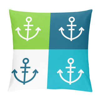 Personality  Anchor Flat Four Color Minimal Icon Set Pillow Covers