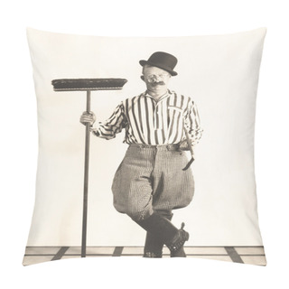 Personality  Man Holding Broom Pillow Covers