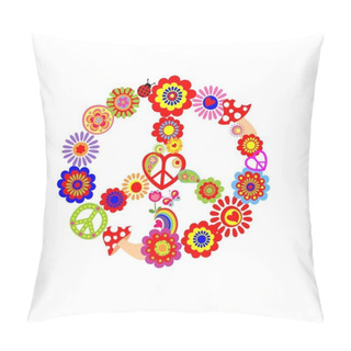 Personality  Childish Print With Peace Flower Symbol Pillow Covers