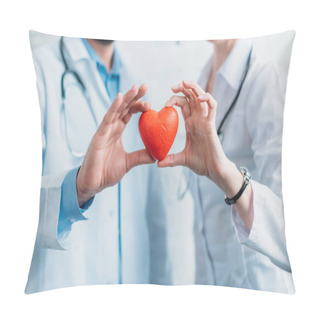 Personality  Cropped Shot Of Doctors Holding Toy Heart Together Pillow Covers